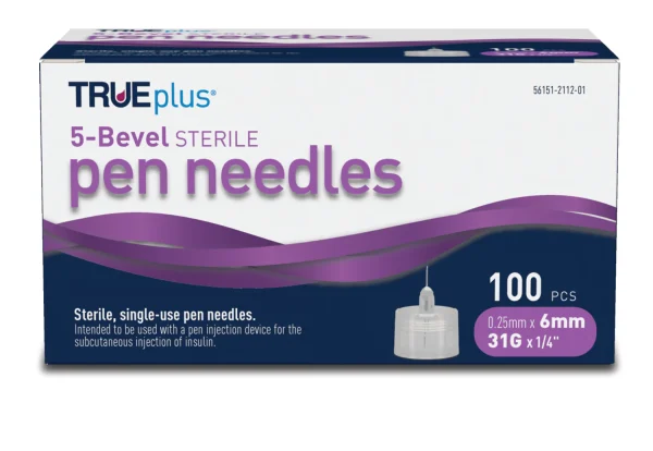TRUEPlus 5-bevel Pen Needles - 31g, 6mm