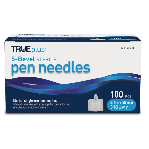 TRUEPlus 5-bevel Pen Needles - 31g, 8mm